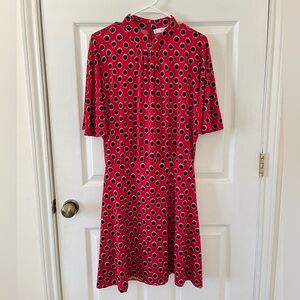 Mango Red and Black Polka Dot Midi Dress